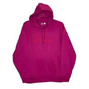 Puma Tonal Script Logo Hoodie Magenta Pink NWT Size L Modern 2020s